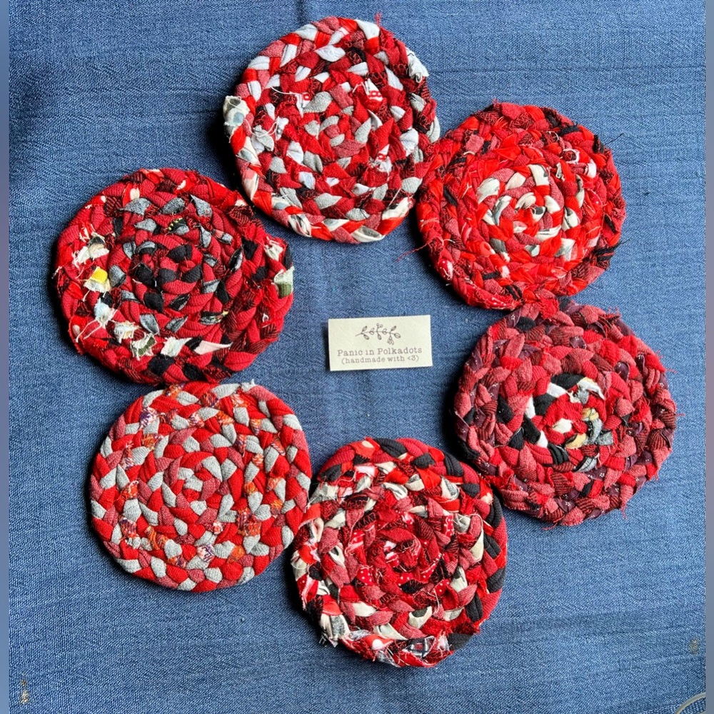 Set of Six Braided Coasters